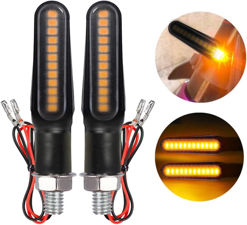 BlyilyB Motorcycle Blinkers Indicator Turn Signal Amber Flowing Sequential Universal Lamp