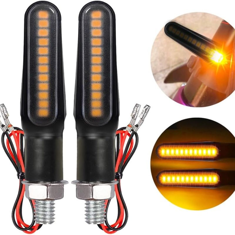 BlyilyB Motorcycle Blinkers Indicator Turn Signal Amber Flowing Sequential Universal Lamp