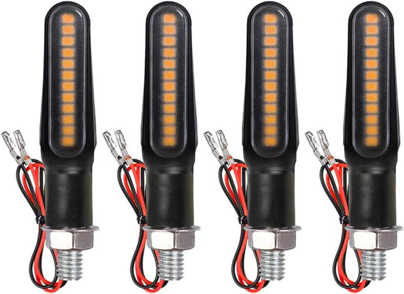 BlyilyB Motorcycle Blinkers Indicator Turn Signal Amber Flowing Sequential Universal Lamp - Image 3