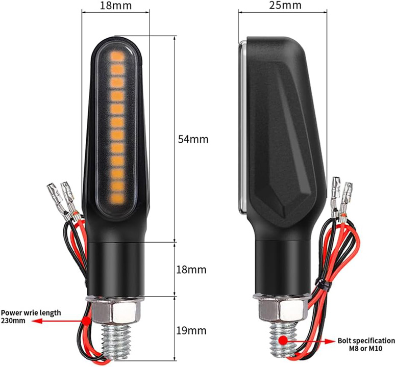 BlyilyB Motorcycle Blinkers Indicator Turn Signal Amber Flowing Sequential Universal Lamp 3 2