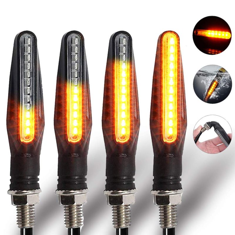 BlyilyB Motorcycle Blinkers Indicator Turn Signal Amber Flowing Sequential Universal Lamp